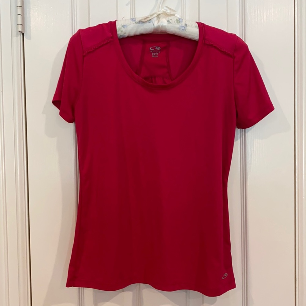 💓BOGO FREE💓 Champion bright pink ruffle detail workout tee